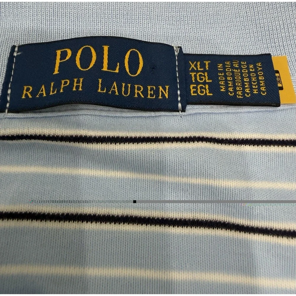 Polo Ralph Lauren Men's Polo Classic Fit Blue Stripes 100 Cotton Size XLT NWT